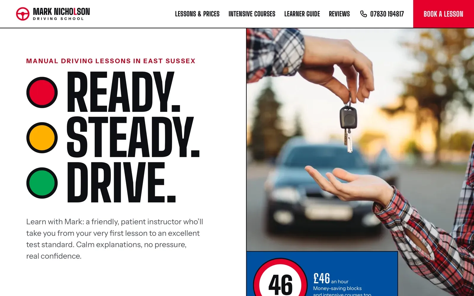 Mark Nicholson Driving School website homepage