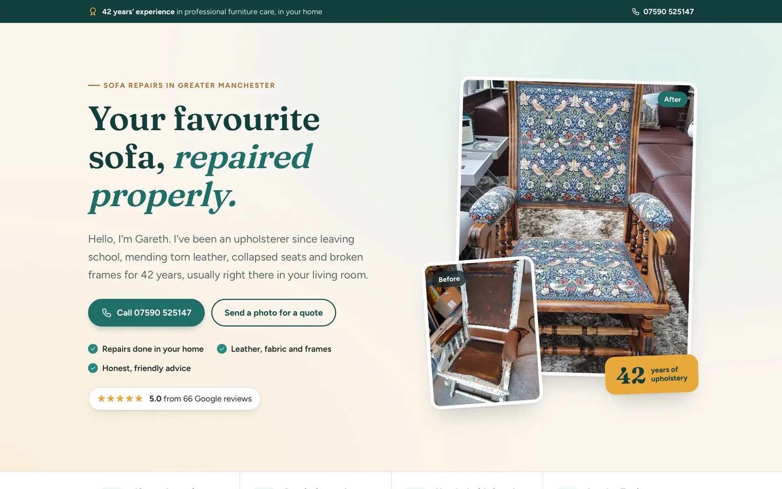Sofa Repair Guy website homepage